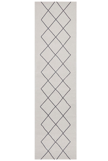 Lola Paradise Cream & Grey Modern Diamond Pattern Rug